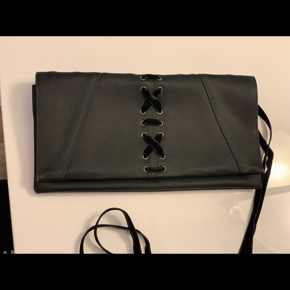 Saint Laurent black satin lace-up clutch - Picture 2 of 4